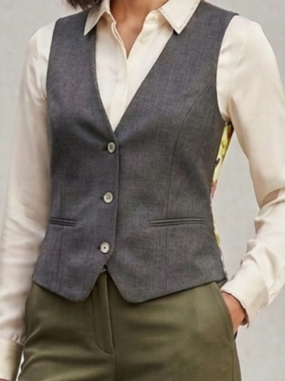 Ted Baker Gray Tailored Women's Vest with Floral design